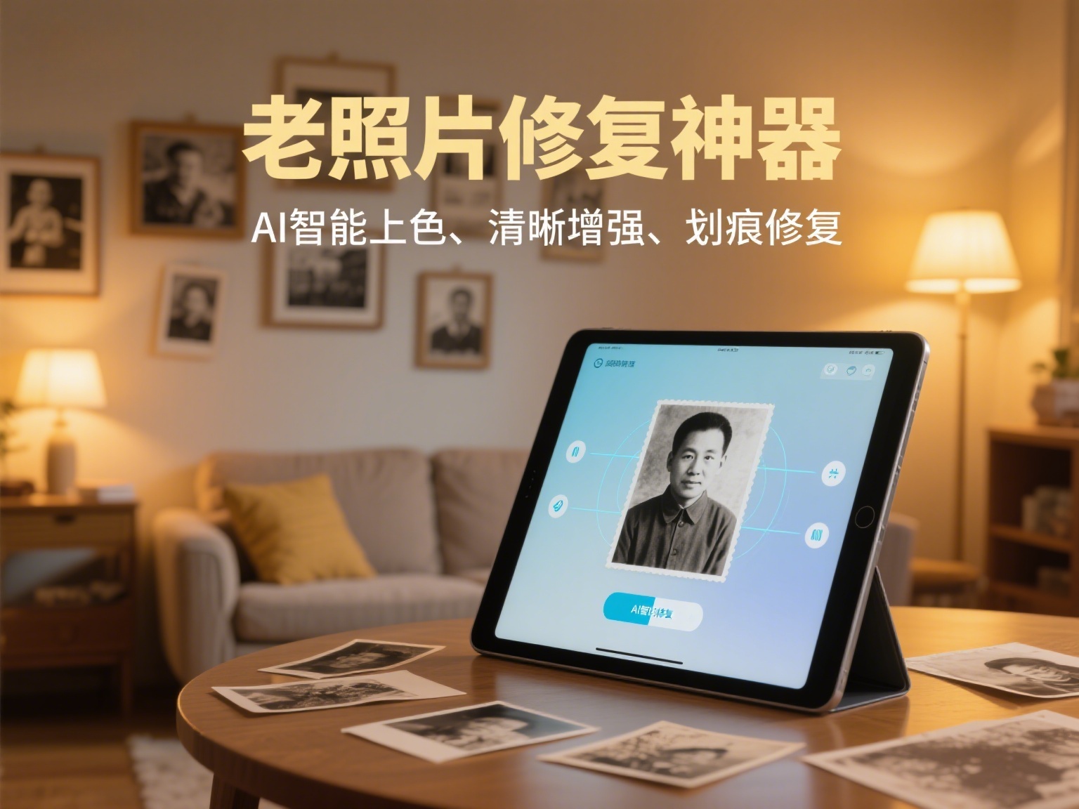 老照片修复神器｜AI智能上色、清晰增强、划痕修复