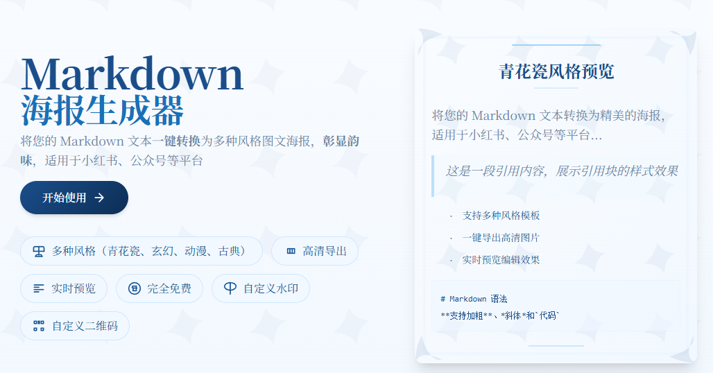 Markdown 海报生成器 - 一键将 Markdown 转为图文海报