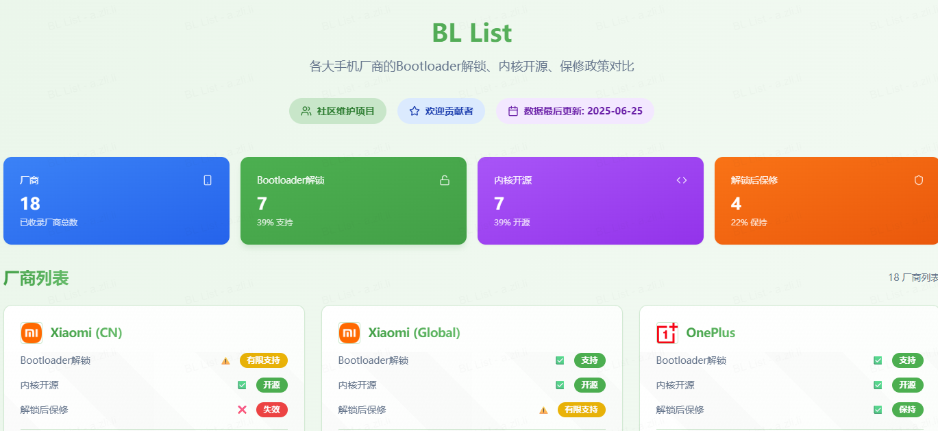 图片[1]柯柯DB-技术分享-资源下载平台-免费黑科技软件2025最新BL解锁支持表｜含内核开源与是否保修