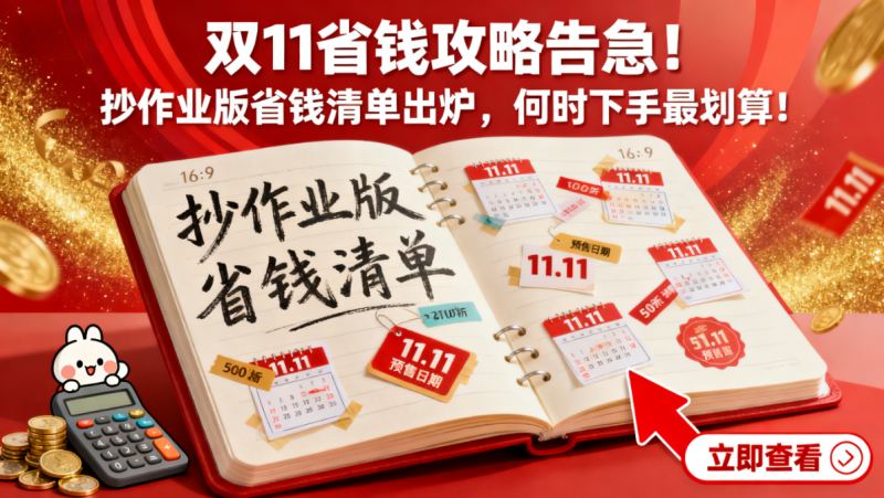 双11省钱攻略告急！抄作业版省钱清单出炉，何时下手最划算！