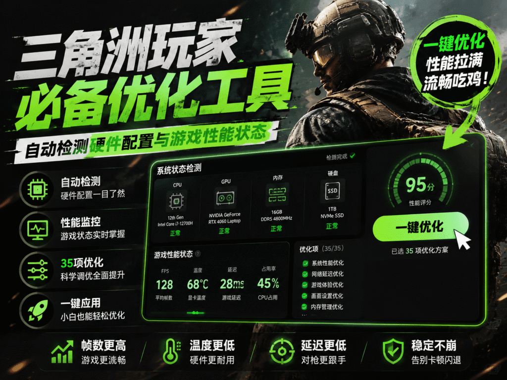 三角洲玩家必备优化工具｜自动检测硬件配置与游戏性能状态柯柯DB-技术分享-资源下载平台-免费黑科技软件柯柯DB - 免费黑科技软件 & 编程资源分享平台 | 安卓工具·绿色软件·开发教程