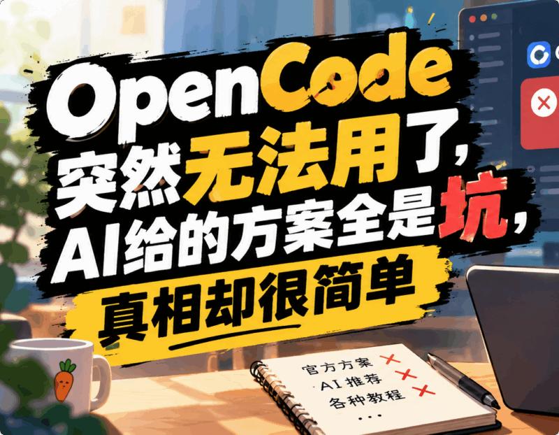 OpenCode突然无法用了，AI给的方案全是坑，真相却很简单 - 柯柯DB - 免费黑科技软件 & 编程资源分享平台 | 安卓工具·绿色软件·开发教程柯柯DB-技术分享-资源下载平台-免费黑科技软件柯柯DB - 免费黑科技软件 & 编程资源分享平台 | 安卓工具·绿色软件·开发教程